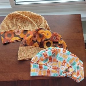 Bouffant style scrub hats lot of 3